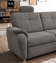 Ecksofa >Elli< Schlaffunktion, Stauraum, Kopfstützen, grau-braun - 264x92x180cm BxHxT