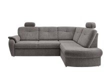 Ecksofa >Elli< Schlaffunktion, Stauraum, Kopfstützen, grau-braun - 264x92x180cm BxHxT