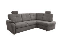Ecksofa >Elli< Schlaffunktion, Stauraum, Kopfstützen, grau-braun - 264x92x180cm BxHxT