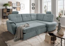 Ecksofa >Elli< Schlaffunktion, Stauraum, 2 Kopfstützen, mint - 264x92x180cm (BxHxT)