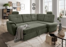 Ecksofa >Elli< Schlaffunktion, Stauraum, Kopfstützen, moosgrün - 264x92x180cm (BxHxT)