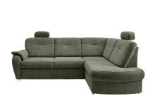 Ecksofa >Elli< Schlaffunktion, Stauraum, Kopfstützen, moosgrün - 264x92x180cm (BxHxT)