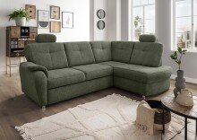 Ecksofa >Elli< Schlaffunktion, Stauraum, Kopfstützen, moosgrün - 264x92x180cm (BxHxT)