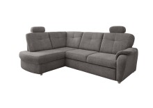 Ecksofa >Elli< Schlaffunktion, Stauraum, Kopfstützen, grau-braun - 264x92x180cm BxHxT