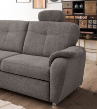 Ecksofa >Elli< Schlaffunktion, Stauraum, Kopfstützen, grau-braun - 264x92x180cm BxHxT