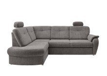 Ecksofa >Elli< Schlaffunktion, Stauraum, Kopfstützen, grau-braun - 264x92x180cm BxHxT