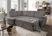 Ecksofa >Elli< Schlaffunktion, Stauraum, Kopfstützen, grau-braun - 264x92x180cm BxHxT