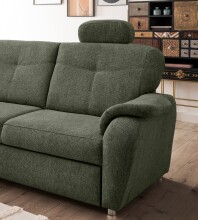 Ecksofa >Elli< Schlaffunktion, Stauraum, Kopfstützen, moosgrün - 264x92x180cm (BxHxT)
