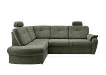 Ecksofa >Elli< Schlaffunktion, Stauraum, Kopfstützen, moosgrün - 264x92x180cm (BxHxT)