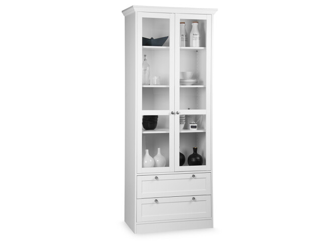 Vitrine >Landsted< in Weiß - 80x200x45cm (BxHxT)