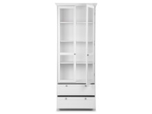 Vitrine >Landsted< in Weiß - 80x200x45cm (BxHxT)