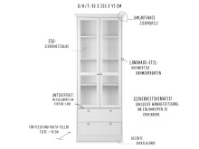 Vitrine >Landsted< in Weiß - 80x200x45cm (BxHxT)