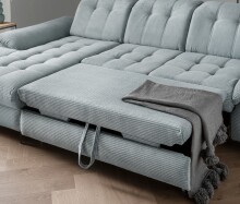 Polsterecke >Devland< Schlaffunktion, Stauraum, Cord Aqua - 273x105x189cm (BxHxT)