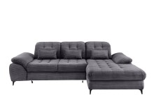 Polsterecke >Devland< Schlaffunktion, Kopfteilverstellung, Cord grau - 273x105x189cm (BxHxT)