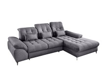 Polsterecke >Devland< Schlaffunktion, Kopfteilverstellung, Cord grau - 273x105x189cm (BxHxT)