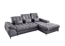 Polsterecke >Devland< Schlaffunktion, Kopfteilverstellung, Cord grau - 273x105x189cm (BxHxT)