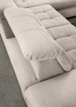 Polsterecke >Devland< Schlaffunktion, Kopfteilverstellung, Cord beige - 273x105x189cm BxHxT