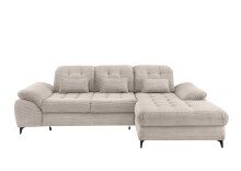 Polsterecke >Devland< Schlaffunktion, Kopfteilverstellung, Cord beige - 273x105x189cm BxHxT