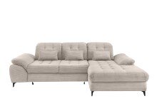 Polsterecke >Devland< Schlaffunktion, Kopfteilverstellung, Cord beige - 273x105x189cm BxHxT