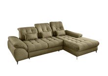 Polsterecke >Devland< Schlaffunktion, Kopfteilverstellung, Cord olive - 273x105x189cm BxHxT