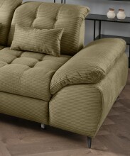 Polsterecke >Devland< Schlaffunktion, Kopfteilverstellung, Cord olive - 273x105x189cm BxHxT