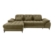 Polsterecke >Devland< Schlaffunktion, Kopfteilverstellung, Cord olive - 273x105x189cm BxHxT