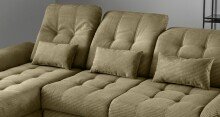 Polsterecke >Devland< Schlaffunktion, Kopfteilverstellung, Cord olive - 273x105x189cm BxHxT