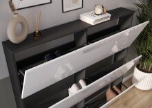 Schuhkipper >GW-ASTONA< 3 Klappen, Graphit/Weiß - 140x129x20cm (BxHxT)