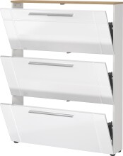 Schuhkipper >GW-ASTONA< 3 Klappen, Weiß / Navarra-Eiche-Dekor - 100x129x20cm (BxHxT)