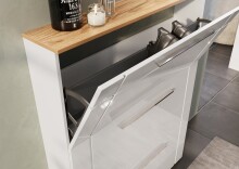 Schuhkipper >GW-ASTONA< 3 Klappen, Weiß / Navarra-Eiche-Dekor - 100x129x20cm (BxHxT)