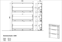 Schuhkipper >GW-ASTONA< 3 Klappen, Weiß / Navarra-Eiche-Dekor - 100x129x20cm (BxHxT)