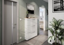 Schuhkipper >GW-ASTONA< 3 Klappen, Weiß / Navarra-Eiche-Dekor - 100x129x20cm (BxHxT)
