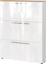 Schuhkipper >GW-ASTONA< 3 Klappen, Weiß / Navarra-Eiche-Dekor - 100x129x20cm (BxHxT)