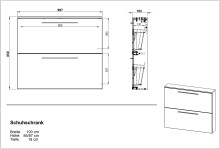 Schuhkipper >GW-WILDOMAR< hängend / stehend, Graphit/Navarra-Eiche-Dekor - 100x85x19cm (BxHxT)