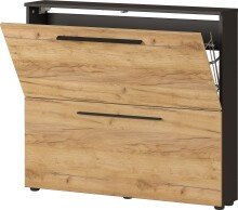 Schuhkipper >GW-WILDOMAR< hängend / stehend, Graphit/Navarra-Eiche-Dekor - 100x85x19cm (BxHxT)