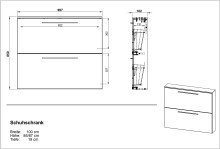 Schuhkipper >GW-WILDOMAR< hängend / stehend, Graphit/Navarra-Eiche-Dekor - 100x85x19cm (BxHxT)