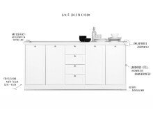 Sideboard >Landsted< in Weiß - 200x90x40cm (BxHxT)