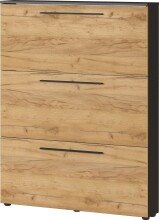 Schuhkipper >GW-WILDOMAR< 3 Klappen, Graphit / Navarra-Eiche-Dekor - 100x127x19cm (BxHxT)
