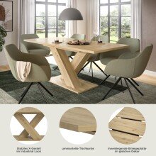 Kulissen-Esstisch >Motion< ausziehbar, artisan oak Dekor - 150/190x76x90cm (BxHxT)