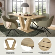 Kulissen-Esstisch >Motion< ausziehbar 190cm, artisan oak Dekor - 150/190x76x90cm (BxHxT)