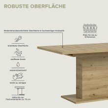 Kulissen-Esstisch >Motion< ausziehbar 190cm, artisan oak Dekor - 150/190x76x90cm (BxHxT)