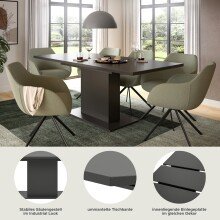 Kulissen-Esstisch >Motion< ausziehbar 190cm, Grau - 150/190x76x90cm (BxHxT)