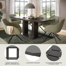 Kulissen-Esstisch >Motion< ausziehbar 190cm, Grau - 150/190x76x90cm (BxHxT)