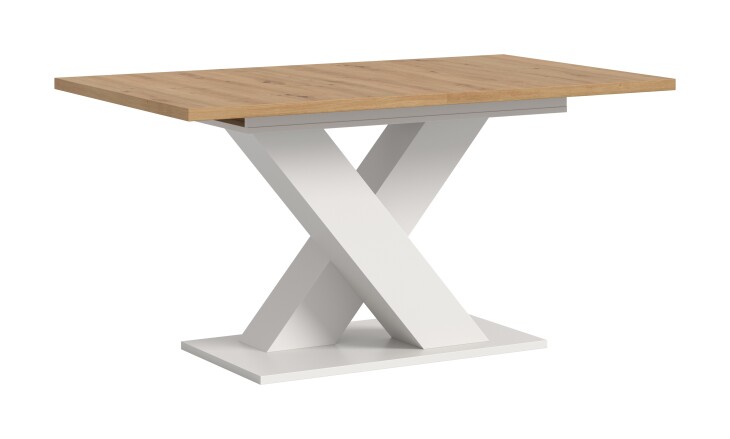 Kulissen-Esstisch >Motion< ausziehbar 190cm, weiß / artisan Eiche Dekor - 150/190x76x90cm (BxHxT)