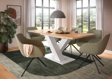 Kulissen-Esstisch >Motion< ausziehbar 190cm, weiß / artisan Eiche Dekor - 150/190x76x90cm (BxHxT)