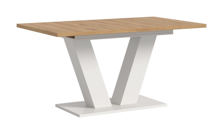 Kulissen-Esstisch >Motion< ausziehbar 190cm, weiß / artisan Eiche Dekor - 150/190x76x90cm (BxHxT)