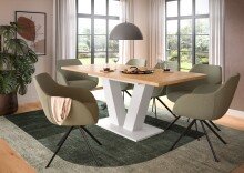 Kulissen-Esstisch >Motion< ausziehbar 190cm, weiß / artisan Eiche Dekor - 150/190x76x90cm (BxHxT)