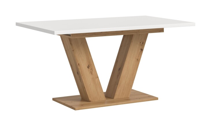 Kulissen-Esstisch >Motion< ausziehbar 190cm, weiß / artisan Eiche Dekor - 150/190x76x90cm (BxHxT)