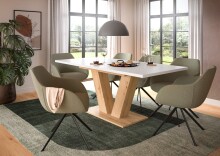 Kulissen-Esstisch >Motion< ausziehbar 190cm, weiß / artisan Eiche Dekor - 150/190x76x90cm (BxHxT)