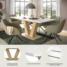 Kulissen-Esstisch >Motion< ausziehbar 190cm, weiß / artisan Eiche Dekor - 150/190x76x90cm (BxHxT)